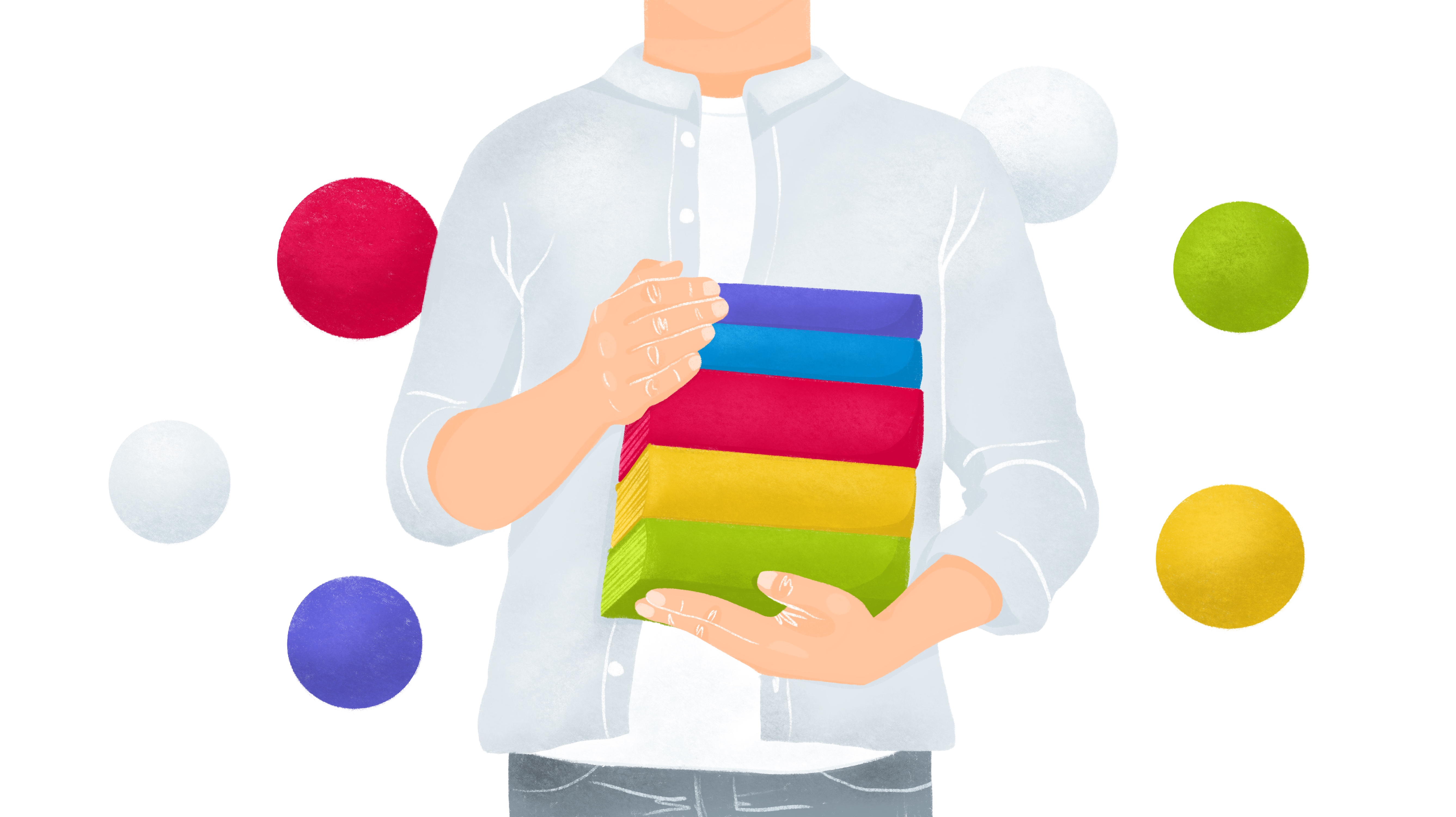 Illustration Businessman holding a complete client profile in his hands